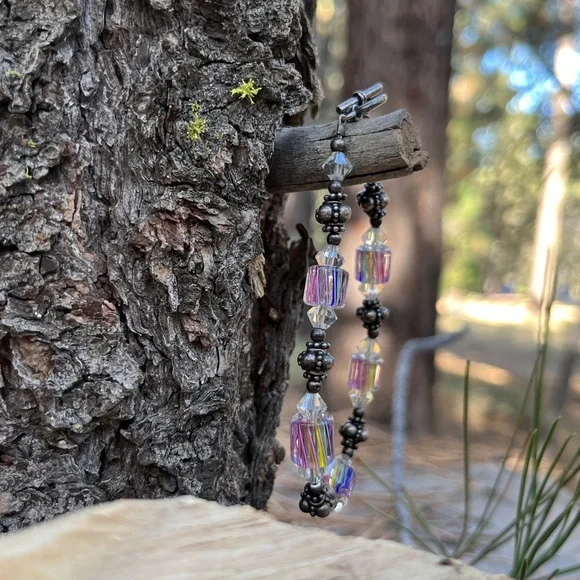 Artisan Murano Glass Crystals Metal Bracelet Vintage - Picture 5 of 6